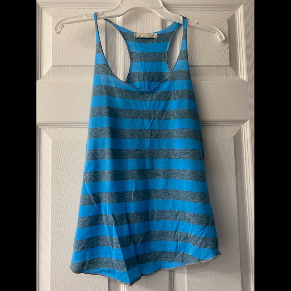 Forever 21 Blue Gray Striped Tank Top (sz S)